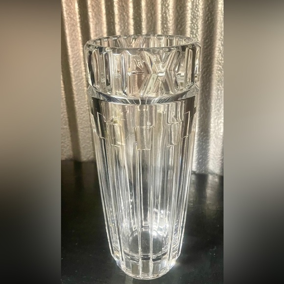 Tiffany & Co. Roman Numeral Lead Crystal Vase 8” - Picture 2 of 3